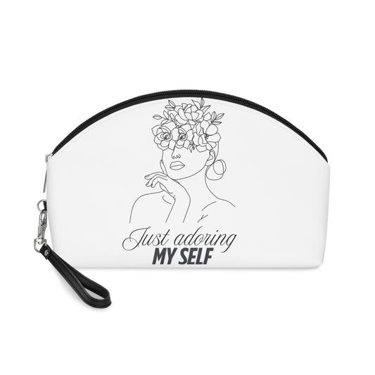 Minimalist makeup lover Makeup Bag — "Just Adoring My Self" Floral Line Art Cosmetic Pouch