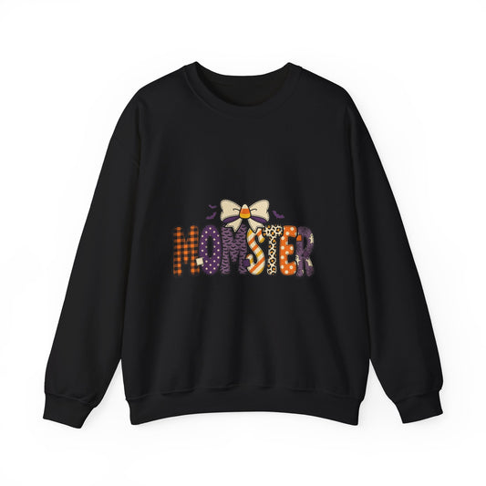 Momster Halloween Crewneck Sweatshirt | spooky mom, purple orange