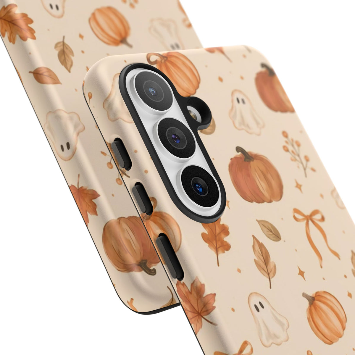 Minimalist_Autumn Pumpkin & Ghost Phone Case — Cute Fall Pattern