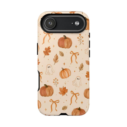 Minimalist_Autumn Pumpkin & Ghost Phone Case — Cute Fall Pattern