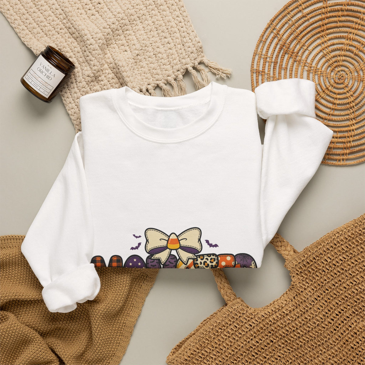 Momster Halloween Crewneck Sweatshirt | spooky mom, purple orange