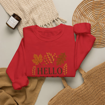 Hello Fall Crewneck Sweatshirt – Autumn Leaves Graphic Pullover