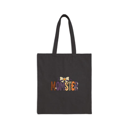 Momster Halloween Tote Bag | Cute Gothic Momster Design, Purple Orange