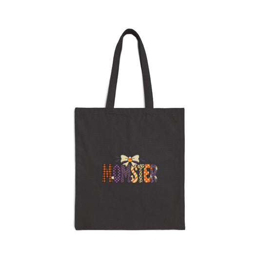 Momster Halloween Tote Bag | Cute Gothic Momster Design, Purple Orange