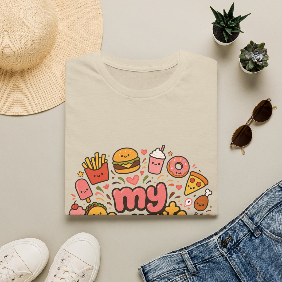 T-Shirt — "My Favourite Diet" Cute Junk Food Graphic Tee