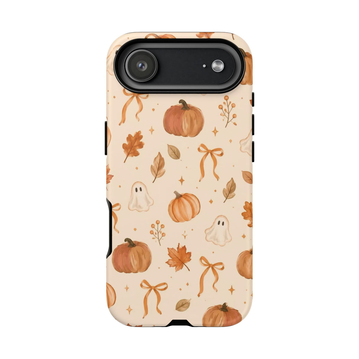 Minimalist_Autumn Pumpkin & Ghost Phone Case — Cute Fall Pattern