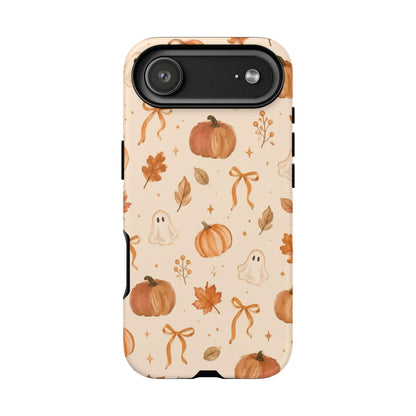 Minimalist_Autumn Pumpkin & Ghost Phone Case — Cute Fall Pattern