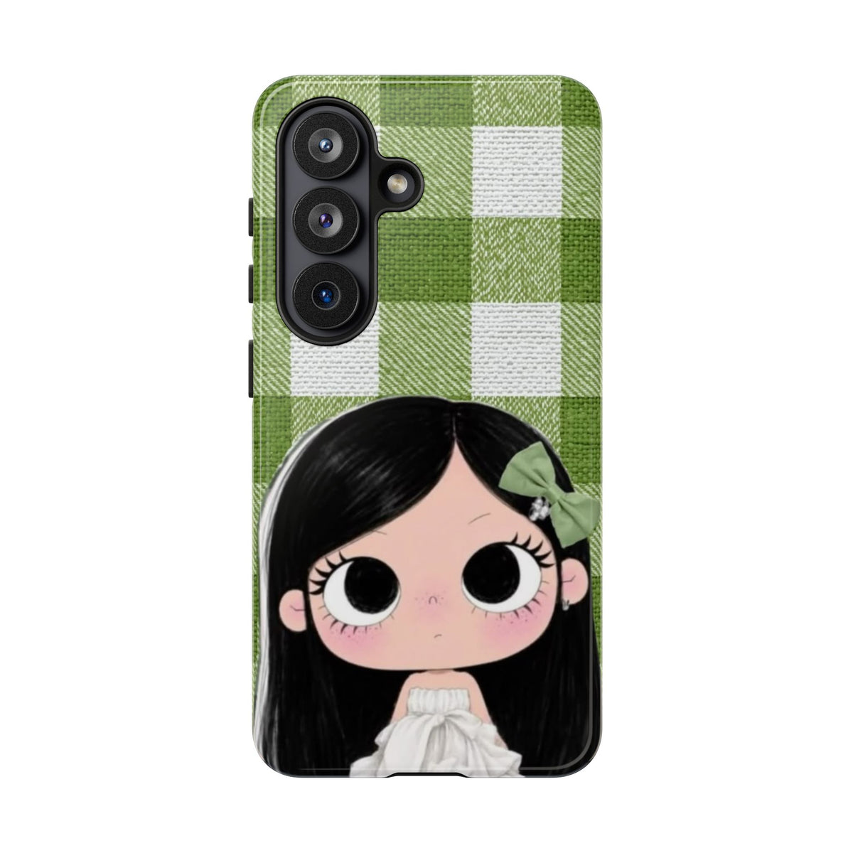 Cute Girl Green Buffalo Plaid Phone Case — 'Tough Cases' Protective i phone18Cover