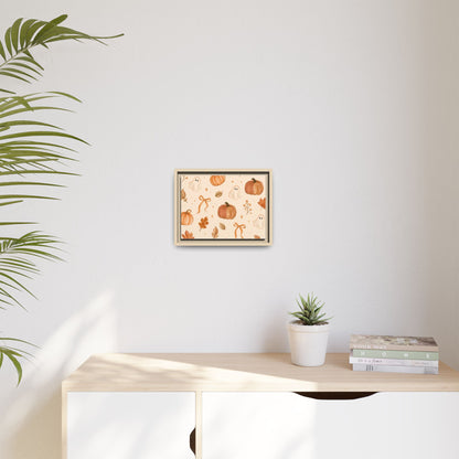 MINIMALIST| Wall art, Autumn Pumpkin & Ghost Framed Canvas — Halloween Fall Wall Art