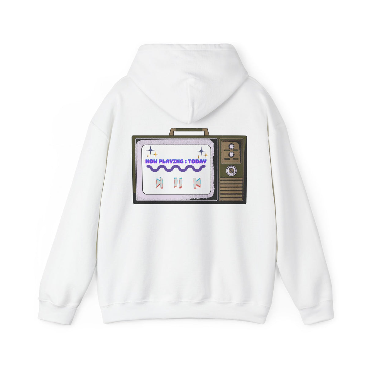 Retro TV 'Now Playing Today' Hoodie — Vintage Media Graphic Pullover