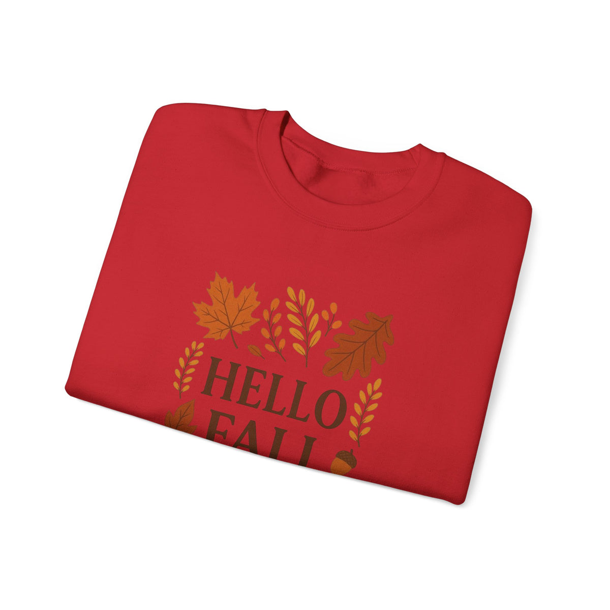 Hello Fall Crewneck Sweatshirt – Autumn Leaves Graphic Pullover