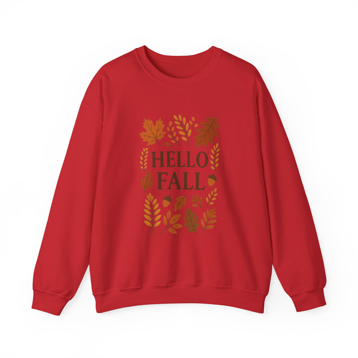 Hello Fall Crewneck Sweatshirt – Autumn Leaves Graphic Pullover