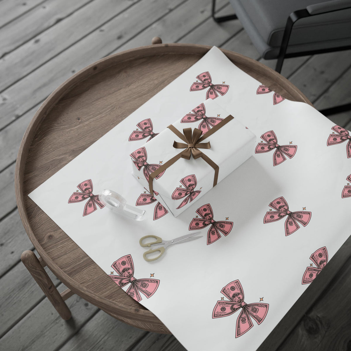 Pink Polka Bow Wrapping Paper — Cute Gift Wrap for Birthdays & Baby Showers