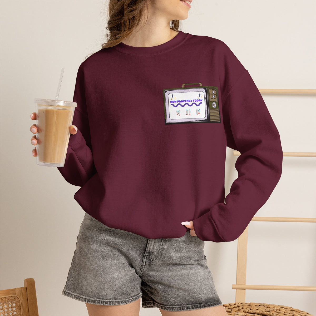 Viral Retro TV 'Now Playing Today' Crewneck Sweatshirt