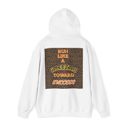 Minimalist Motivational Hoodie — “Move Like a Cheetah Toward Success” Leopard Print Motivational Hoodie