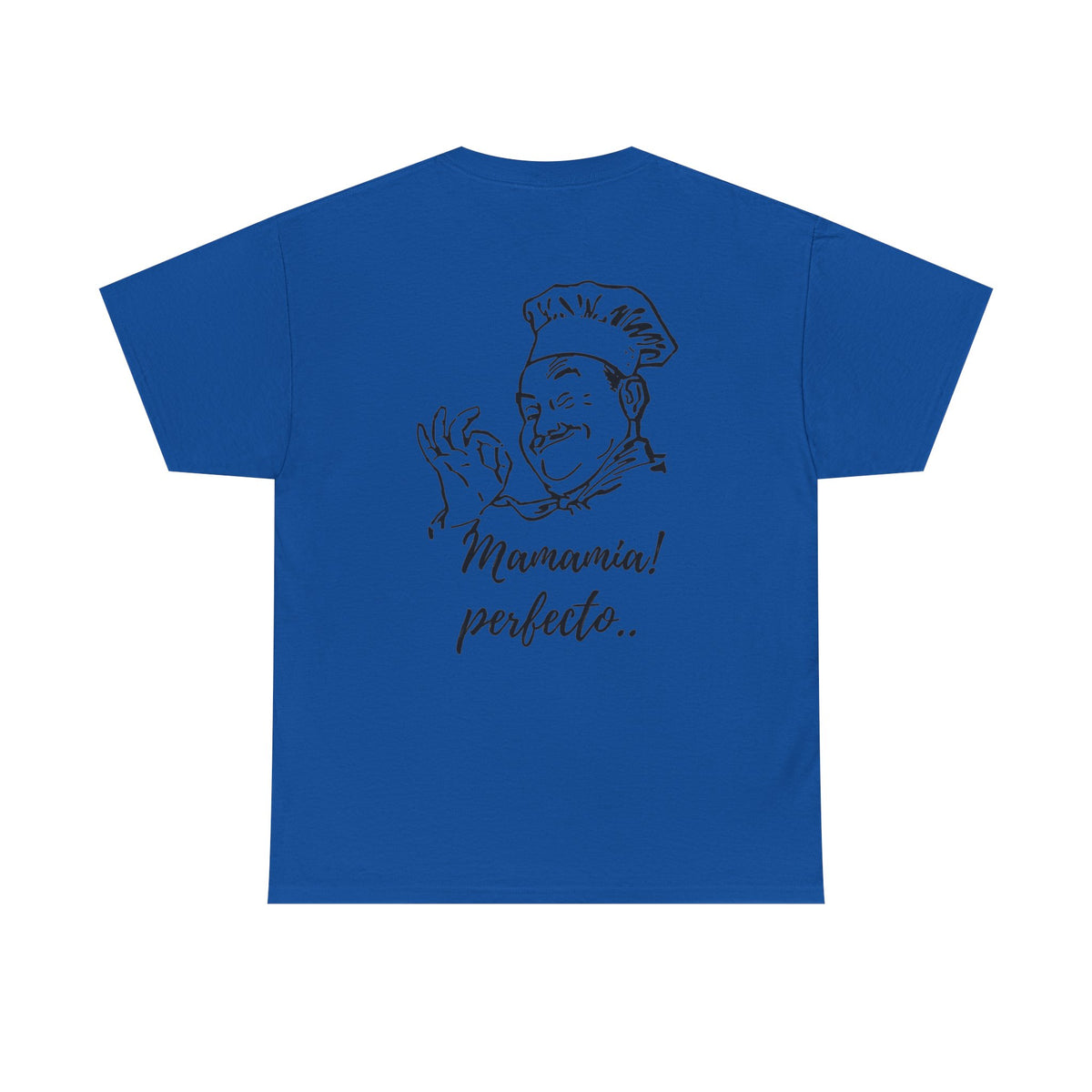 MINIMALIST| Funny way to compliment;Chef Illustration T-Shirt — "Mamamia! perfecto." Retro Italian Cook Tee