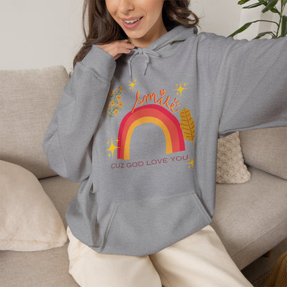 Copy of Vintage Rainbow 'Smile Cuz God Love You' Hoodie — Inspirational Christian Sweatshirt