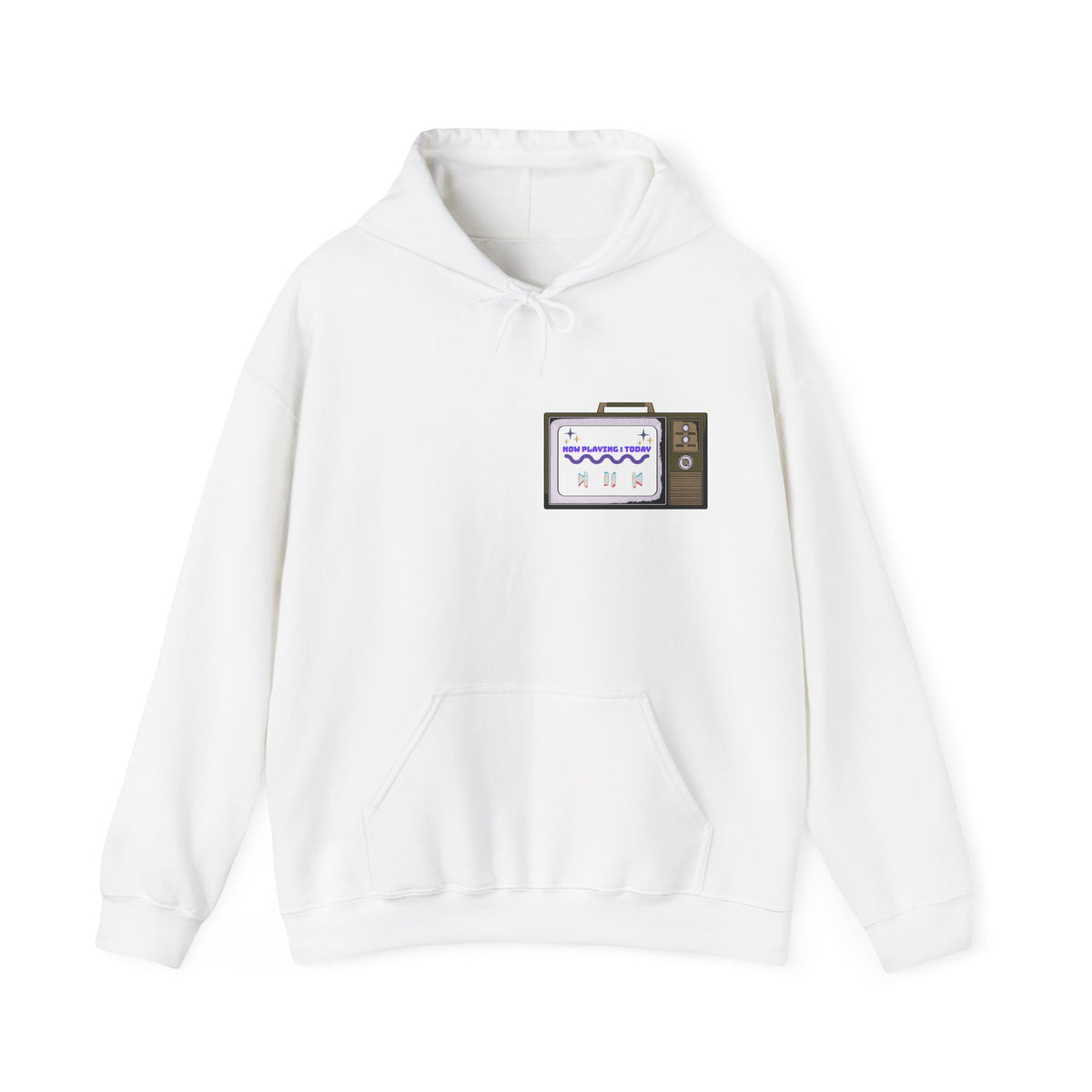 Retro TV 'Now Playing Today' Hoodie — Vintage Media Graphic Pullover