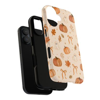 Minimalist_Autumn Pumpkin & Ghost Phone Case — Cute Fall Pattern
