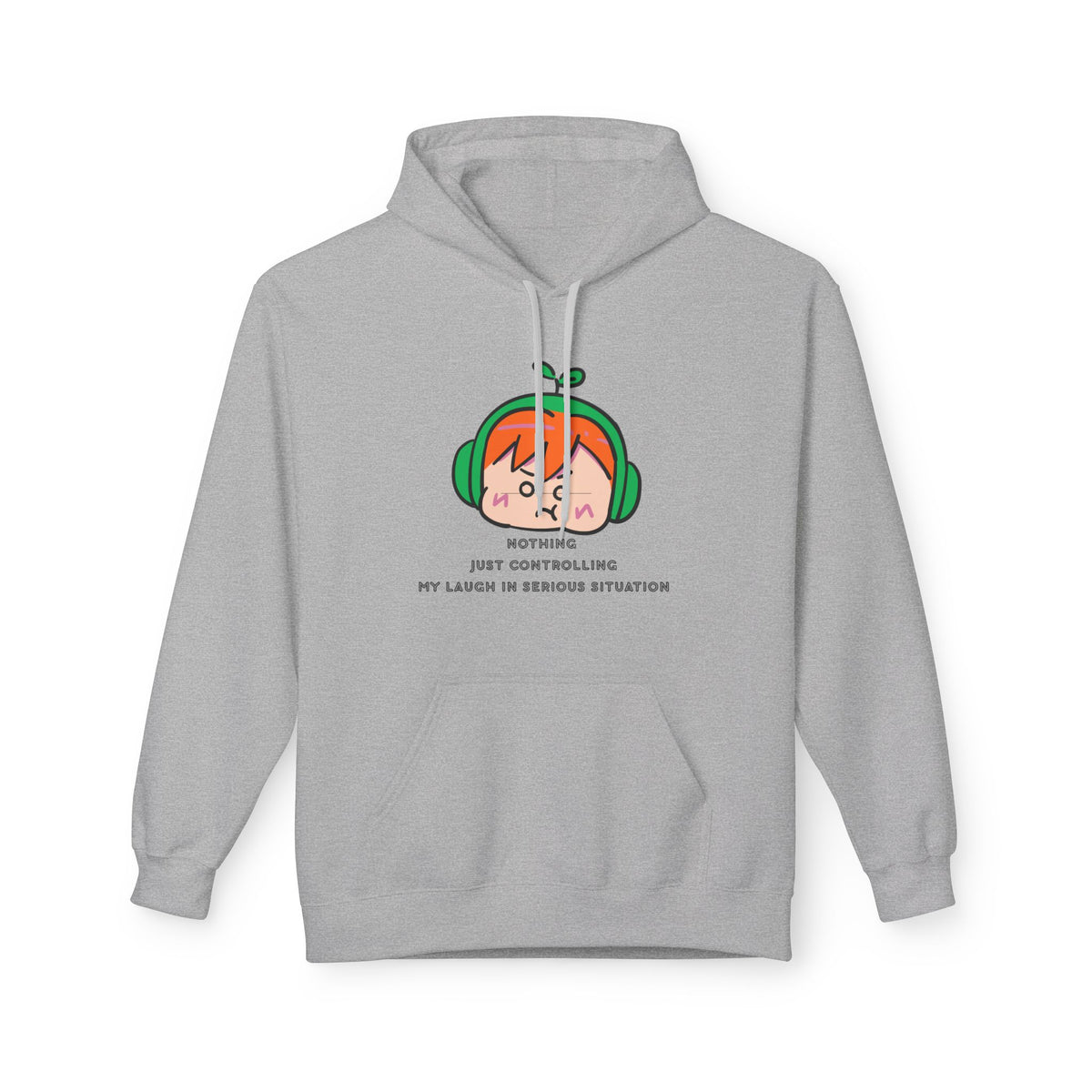 MINIMALIST & AESTHETIC |Hoodie — Cute Anime Girl with Headphones "Nothing, Just Controlling My Laugh" Graphic