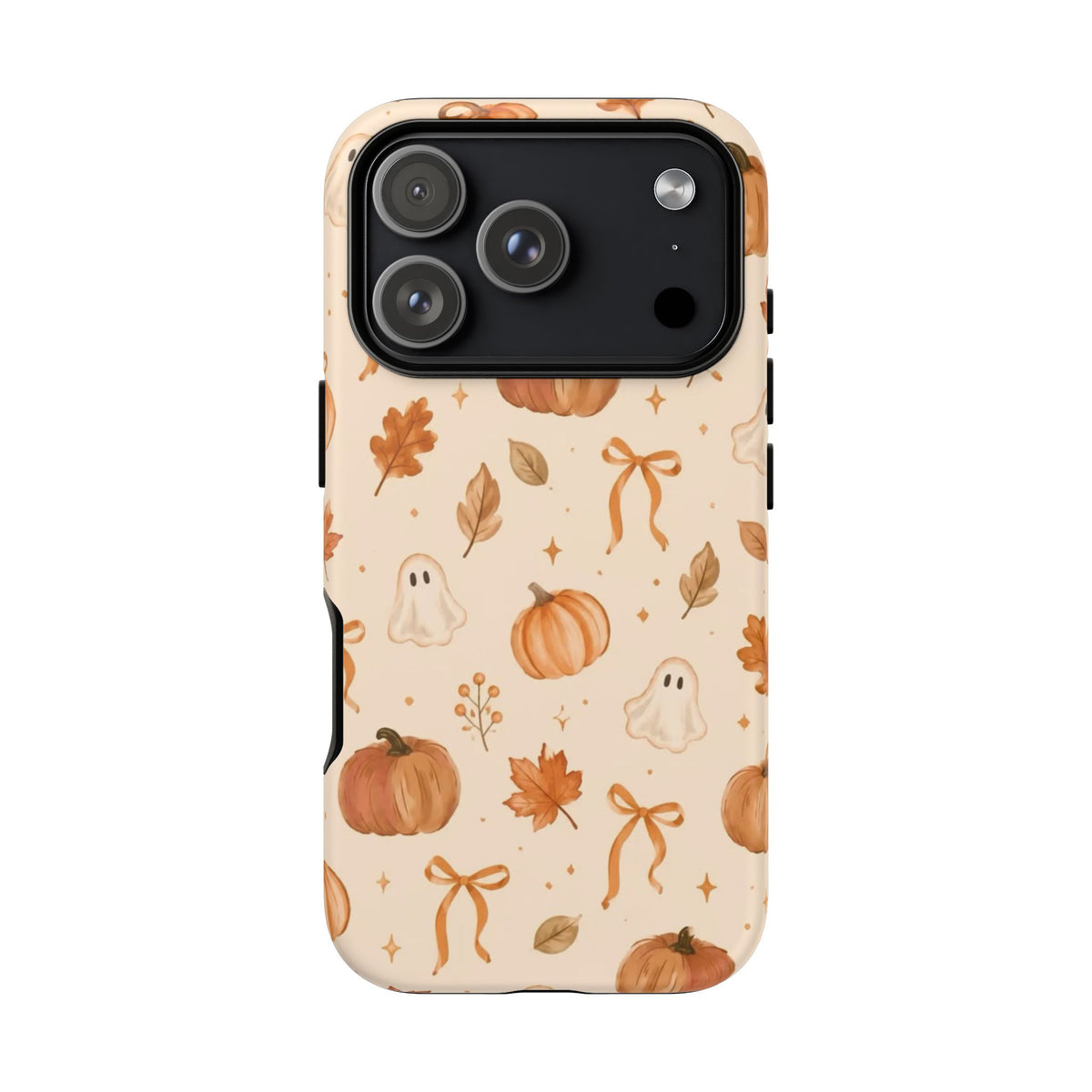 Minimalist_Autumn Pumpkin & Ghost Phone Case — Cute Fall Pattern