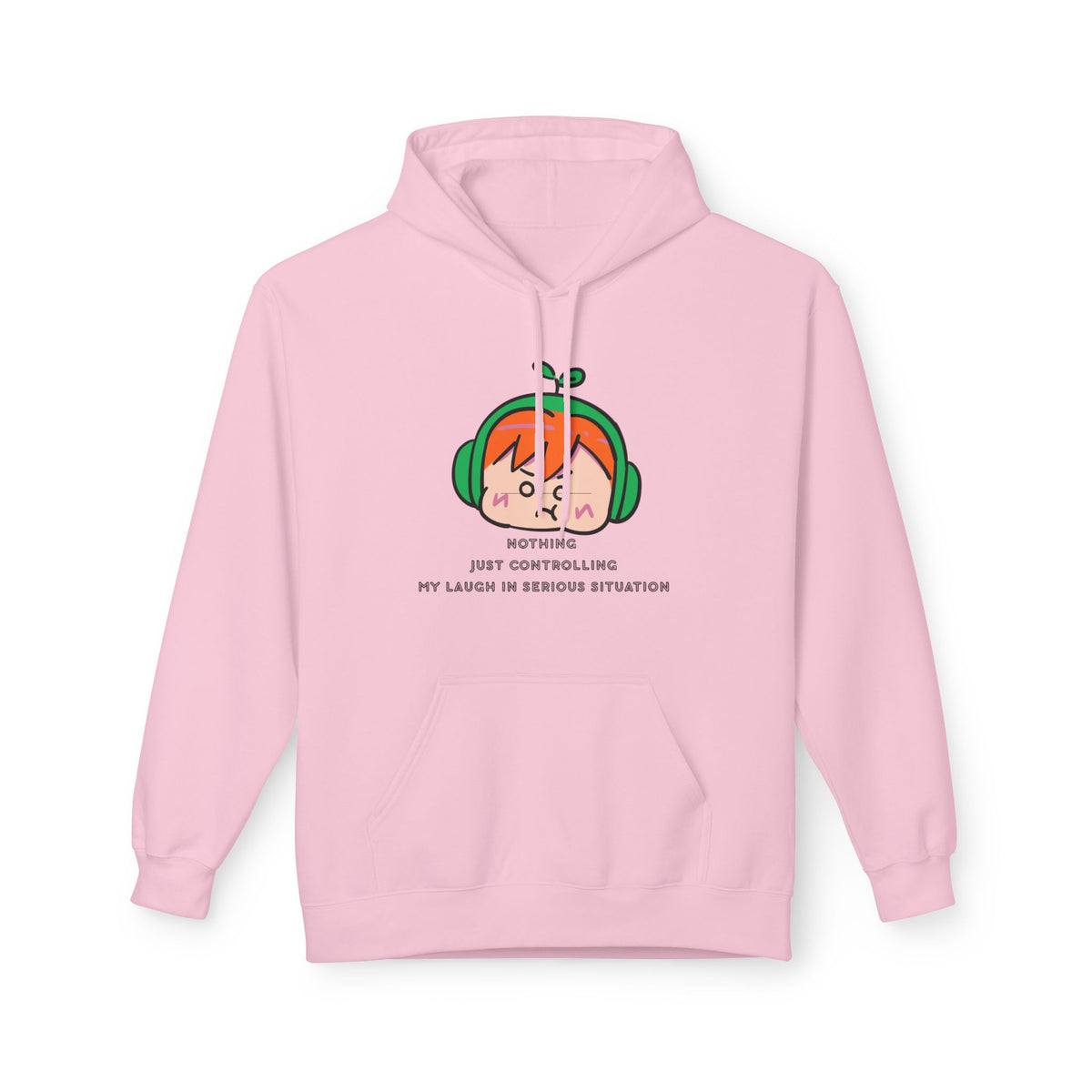 MINIMALIST & AESTHETIC |Hoodie — Cute Anime Girl with Headphones "Nothing, Just Controlling My Laugh" Graphic