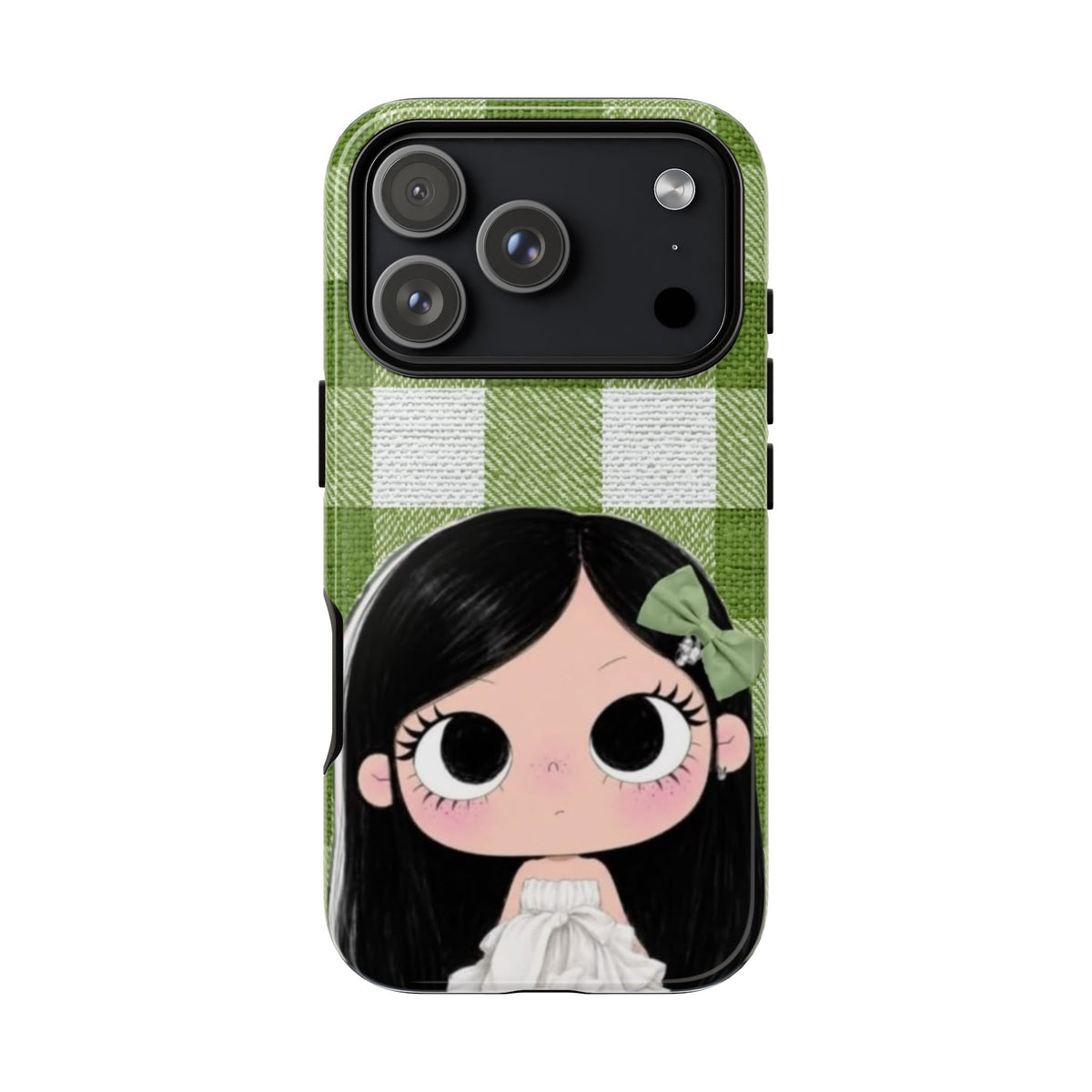 Cute Girl Green Buffalo Plaid Phone Case — 'Tough Cases' Protective i phone18Cover