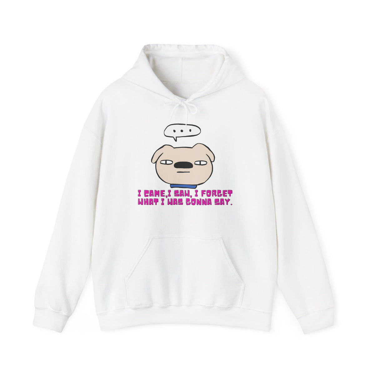 Minimalist & Aesthetic |Funny Forgetful Pug Hoodie — "I Came, I Saw, I Forgot What I Was Gonna Say"