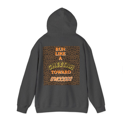 Minimalist Motivational Hoodie — “Move Like a Cheetah Toward Success” Leopard Print Motivational Hoodie