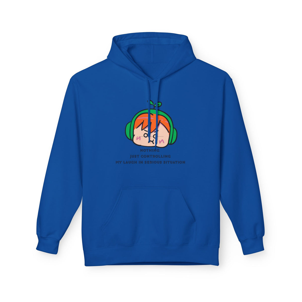 MINIMALIST & AESTHETIC |Hoodie — Cute Anime Girl with Headphones "Nothing, Just Controlling My Laugh" Graphic