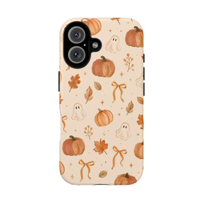 Minimalist_Autumn Pumpkin & Ghost Phone Case — Cute Fall Pattern