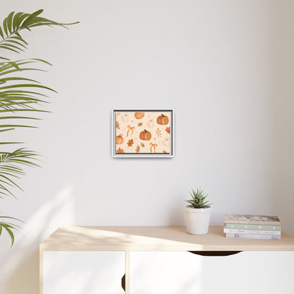 MINIMALIST| Wall art, Autumn Pumpkin & Ghost Framed Canvas — Halloween Fall Wall Art
