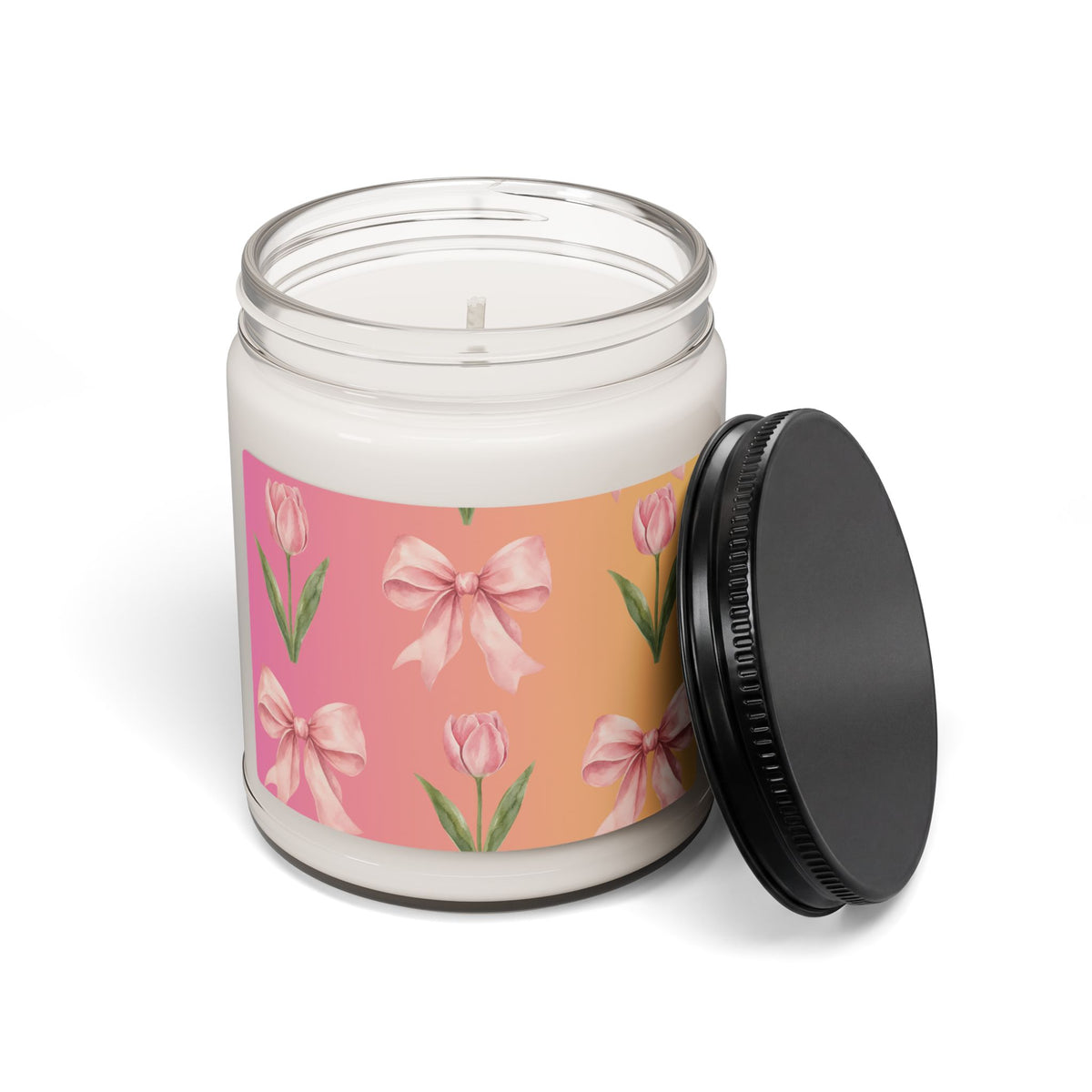9oz Soy Candle — Pink Tulip & Bow Scented Candle