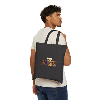 Momster Halloween Tote Bag | Cute Gothic Momster Design, Purple Orange