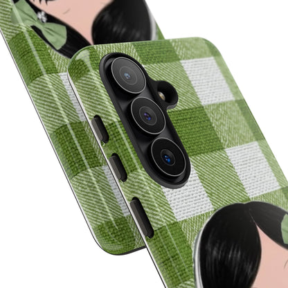 Cute Girl Green Buffalo Plaid Phone Case — 'Tough Cases' Protective i phone18Cover