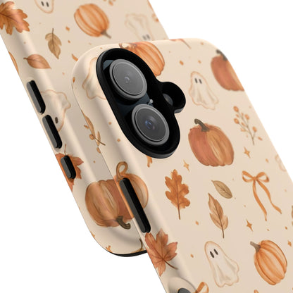 Minimalist_Autumn Pumpkin & Ghost Phone Case — Cute Fall Pattern