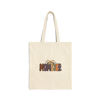 Momster Halloween Tote Bag | Cute Gothic Momster Design, Purple Orange