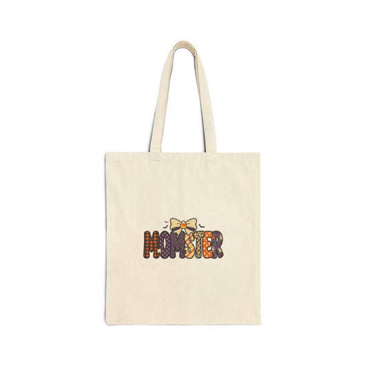 Momster Halloween Tote Bag | Cute Gothic Momster Design, Purple Orange