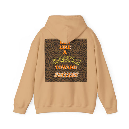 Minimalist Motivational Hoodie — “Move Like a Cheetah Toward Success” Leopard Print Motivational Hoodie