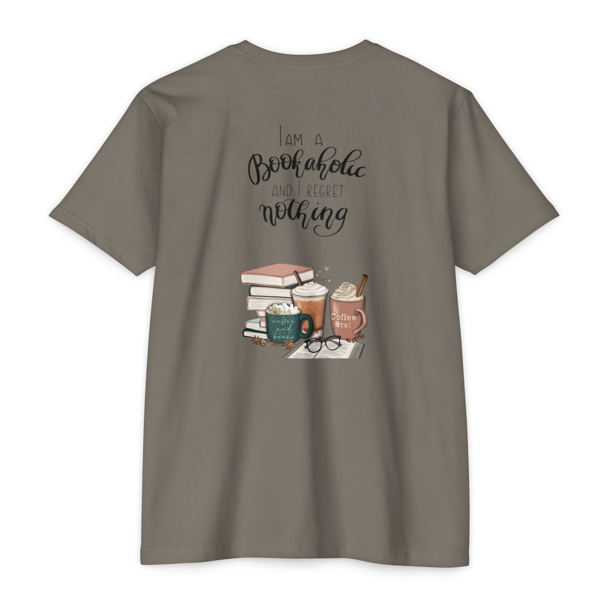 MINIMALIST|Bookaholic T-Shirt — "I am a Bookaholic and Regret Nothing" Illustrated Reading Tee