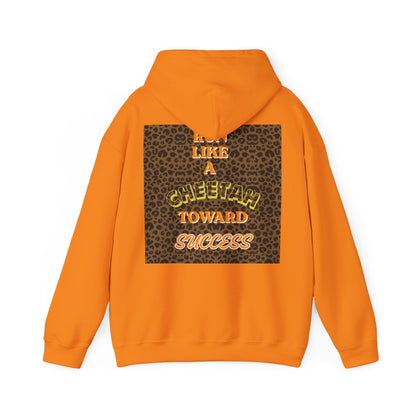 Minimalist Motivational Hoodie — “Move Like a Cheetah Toward Success” Leopard Print Motivational Hoodie