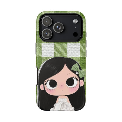 Cute Girl Green Buffalo Plaid Phone Case — 'Tough Cases' Protective i phone18Cover