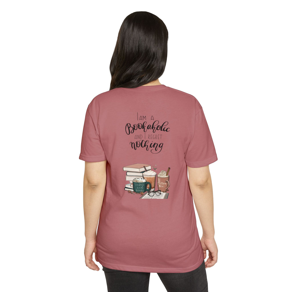 MINIMALIST|Bookaholic T-Shirt — "I am a Bookaholic and Regret Nothing" Illustrated Reading Tee