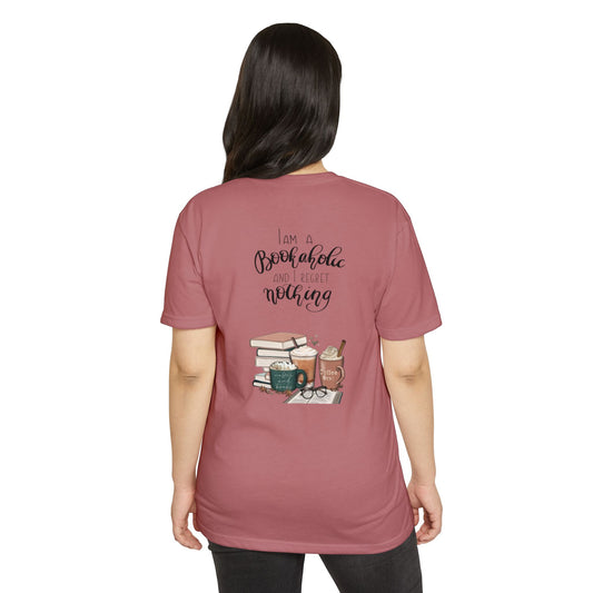MINIMALIST|Bookaholic T-Shirt — "I am a Bookaholic and Regret Nothing" Illustrated Reading Tee