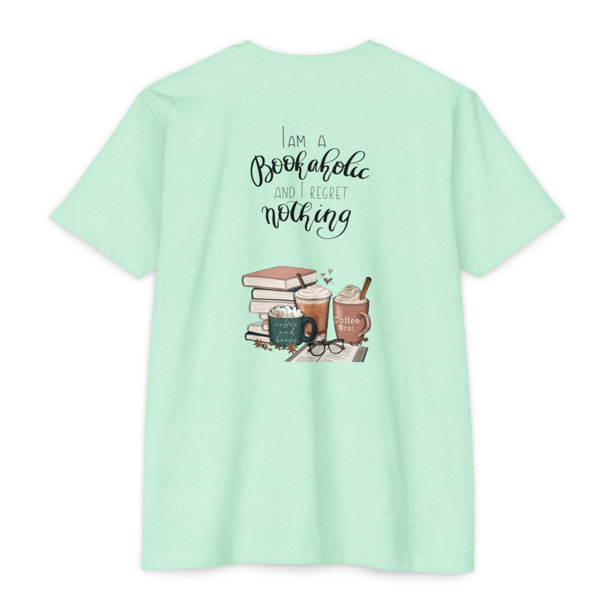 MINIMALIST|Bookaholic T-Shirt — "I am a Bookaholic and Regret Nothing" Illustrated Reading Tee