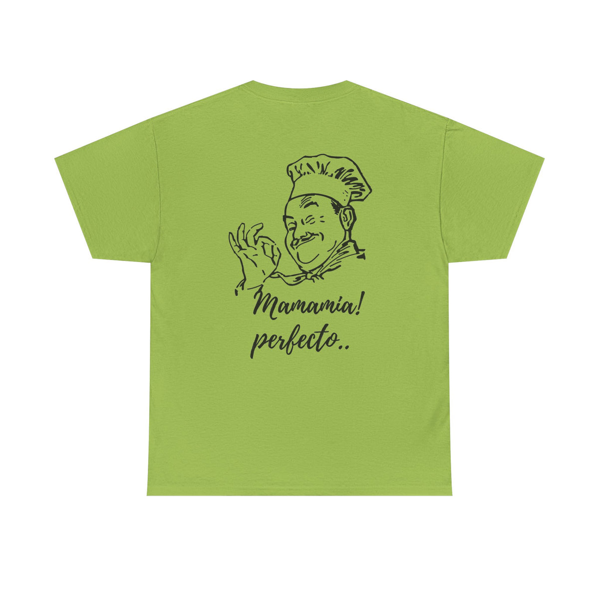 MINIMALIST| Funny way to compliment;Chef Illustration T-Shirt — "Mamamia! perfecto." Retro Italian Cook Tee