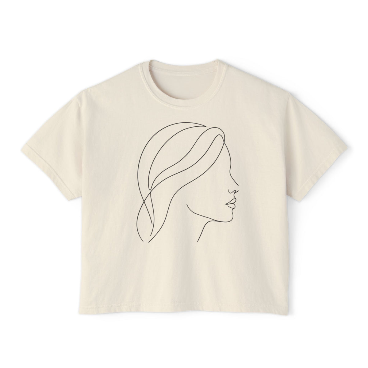 Minimal Line Art Profile Women's Boxy Tee
