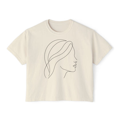 Minimal Line Art Profile Women's Boxy Tee