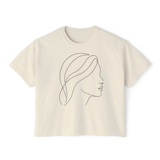 Minimal Line Art Profile Women's Boxy Tee