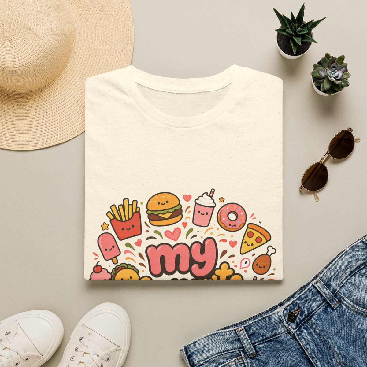 T-Shirt — "My Favourite Diet" Cute Junk Food Graphic Tee